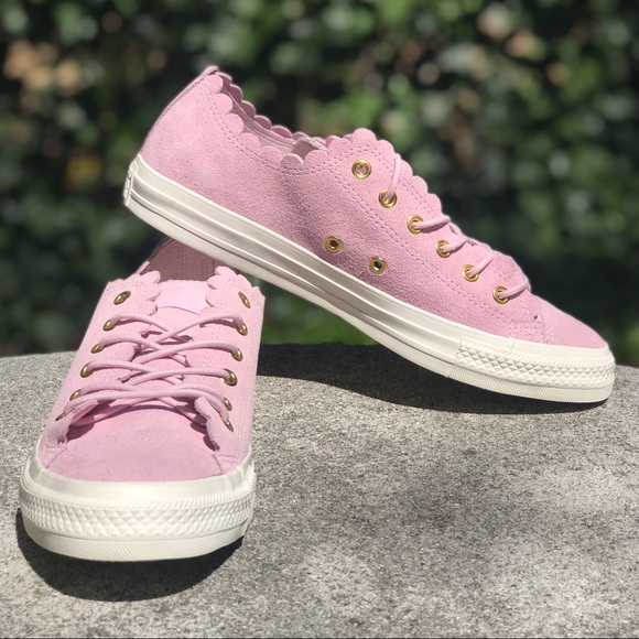 Converse CTAS OX Frilly Thrills Suede Sneakers - Picture 2 of 10